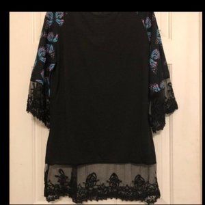 Womens large black top with butterfly sleeves